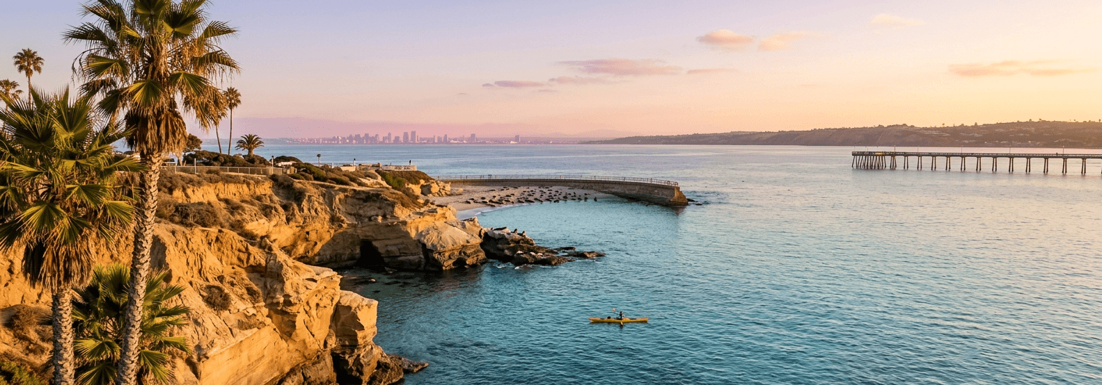 San Diego coastline at golden hour
